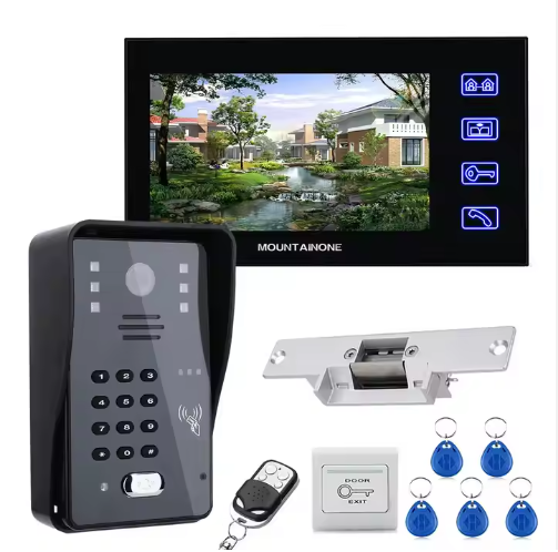 7" RFID Password Video Door Phone Intercom Doorbell With IR Camera