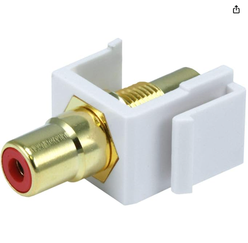 Keystone Jack-Modular RCA with Red Center, White